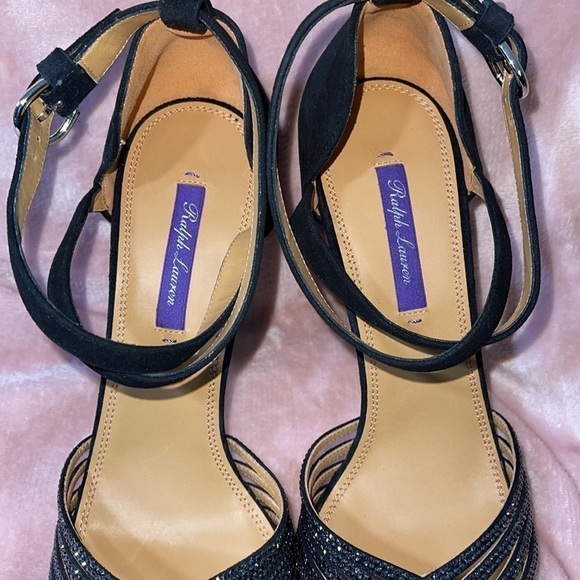Ralph Lauren Purple Label Velia Embellished Goat-Suede Sandals Sz. 40 - Picture 10 of 16